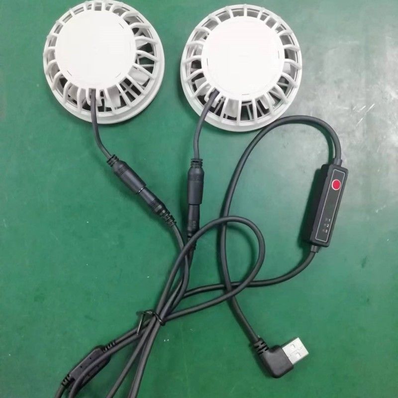 Chiếc quần làm mát mùa hè nhẹ Fan Slim 25mm Hai quạt được kết nối với cáp chuyển mạch USB