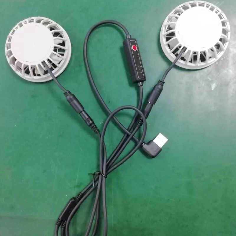 Chiếc quần làm mát mùa hè nhẹ Fan Slim 25mm Hai quạt được kết nối với cáp chuyển mạch USB