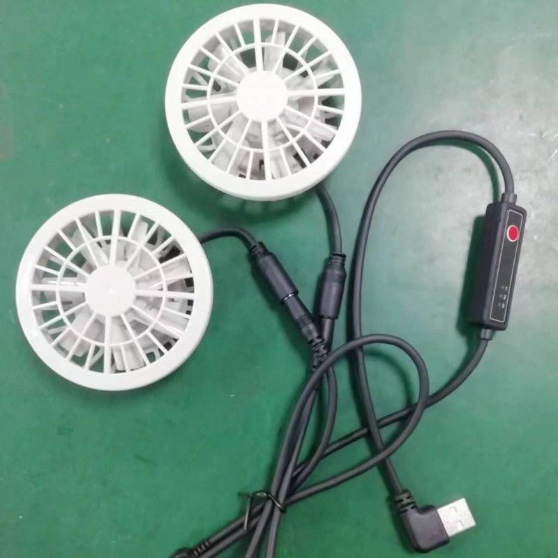 Chiếc quần làm mát mùa hè nhẹ Fan Slim 25mm Hai quạt được kết nối với cáp chuyển mạch USB