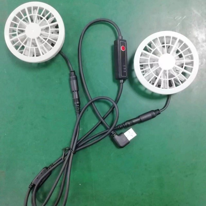 Chiếc quần làm mát mùa hè nhẹ Fan Slim 25mm Hai quạt được kết nối với cáp chuyển mạch USB
