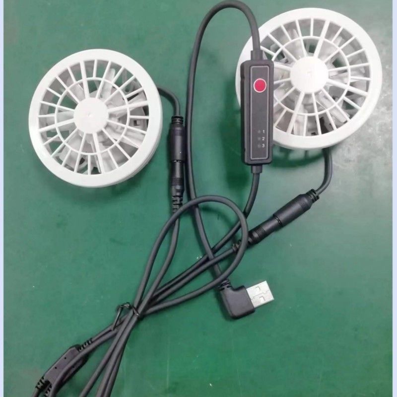 Chiếc quần làm mát mùa hè nhẹ Fan Slim 25mm Hai quạt được kết nối với cáp chuyển mạch USB