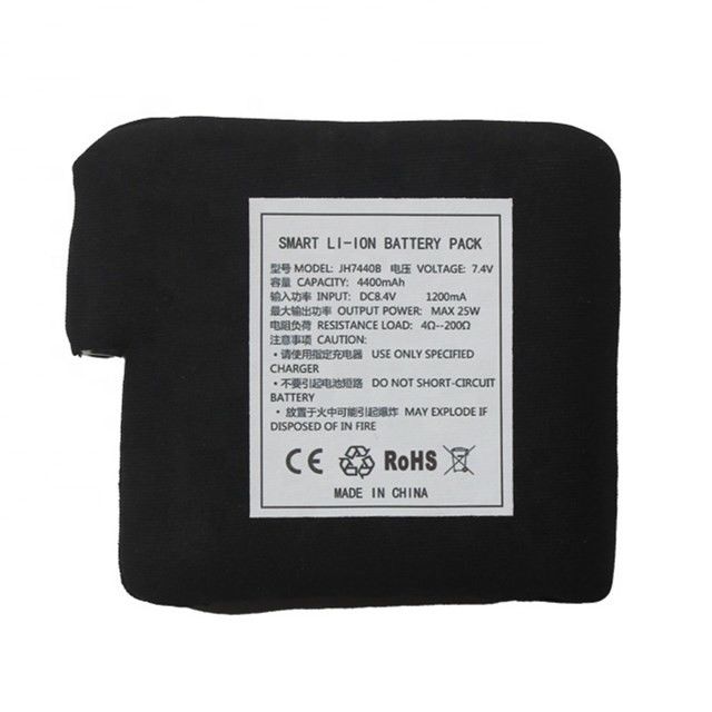 Pin bao bọc vải đen 7.4V 4400mAh 5200mAh 6400mAh 7000mAh pin cho áo khoác sưởi ấm