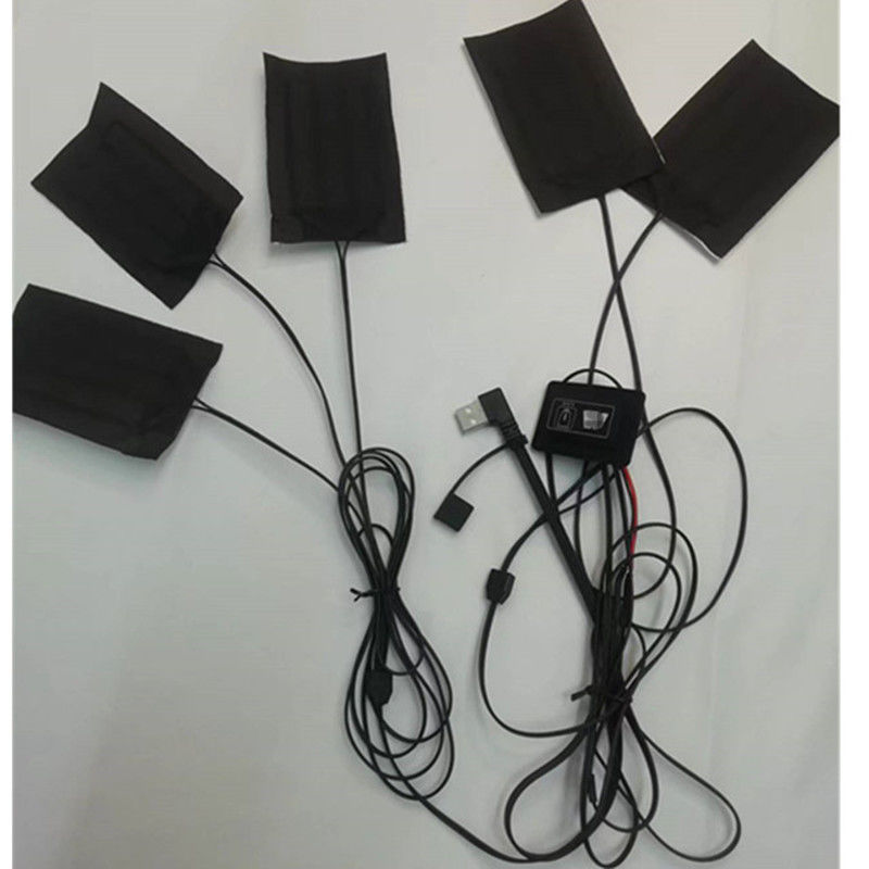 Carbon Fiber Heating Pad 5pads 7x11cm Một hoặc hai nút chuyển đổi cho quần áo