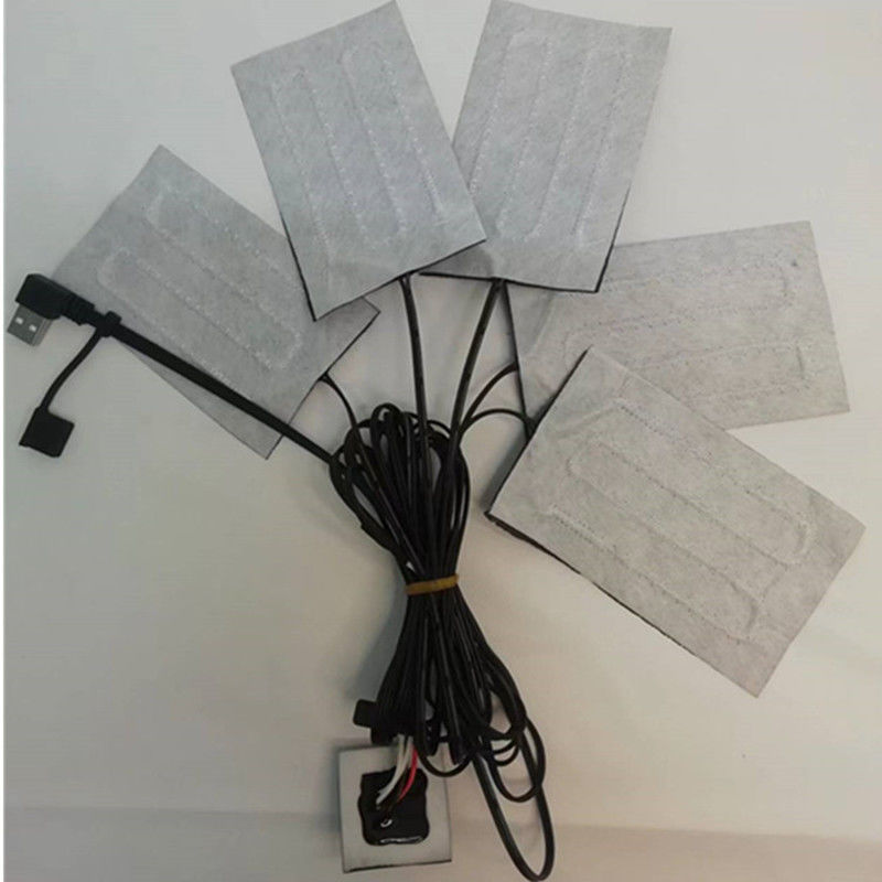 Carbon Fiber Heating Pad 5pads 7x11cm Một hoặc hai nút chuyển đổi cho quần áo