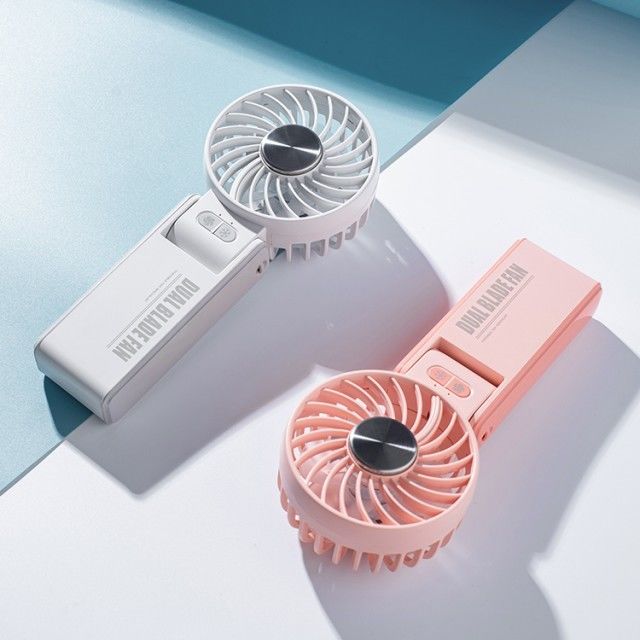 Mini cá nhân Double Fan Blade Double Motor 180 độ Foldable Fan cầm tay với tủ lạnh đá sứ siêu dẫn
