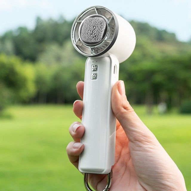 Máy quạt làm mát bán dẫn nhỏ Năm cấp gió mạnh Máy quạt lạnh băng không lưỡi dao Máy quạt cầm tay mini với máy làm mát băng