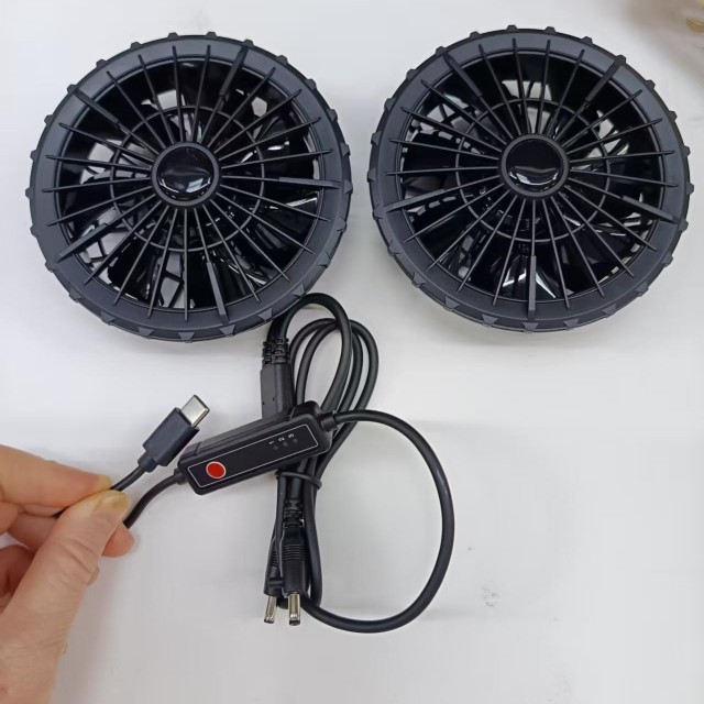 Quạt làm mát không khí 5V 2 chiếc bên trong áo cho công nhân làm việc ngoài trời với phích cắm Type C